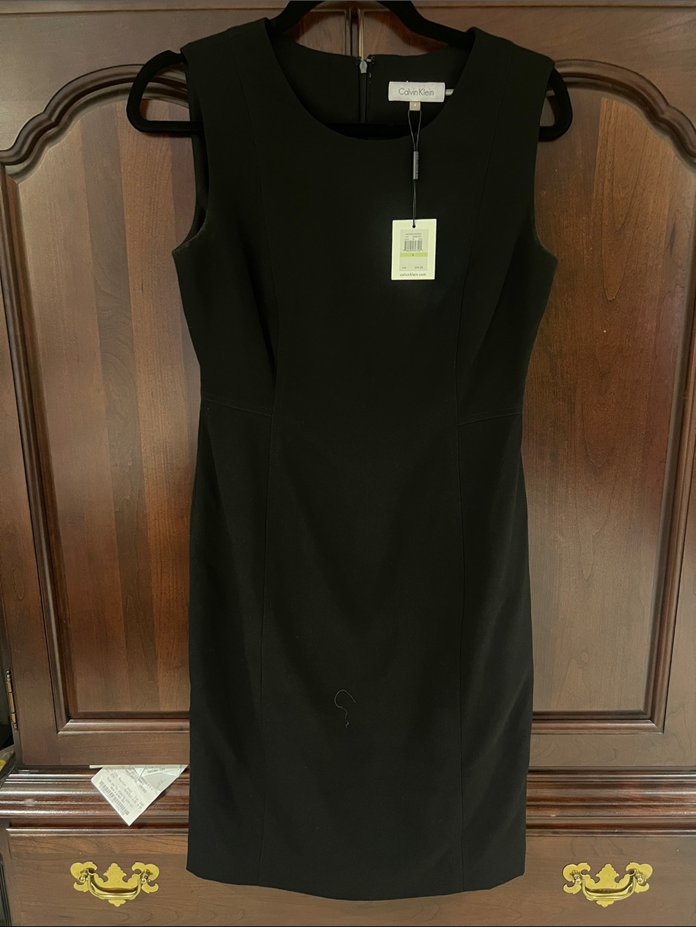Calvin Klein Black Sleeveless Sheath Dress work office zipper